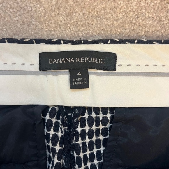 Banana Republic Black White Stitching Pattern Sloan Pants Size 4 - Picture 11 of 12